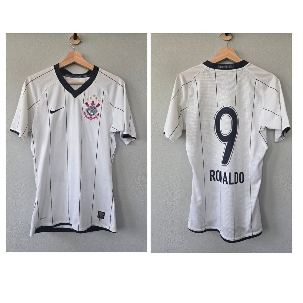 Nike Corinthians Ronaldo #9 Jersey 2008-09 Vintage Y2K White Men’s S Rare Brazil